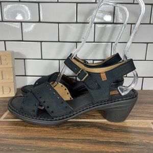 El Naturalista N5325 Women's Size EU 40 Shoes Black Leather Cross Strap Sandal
